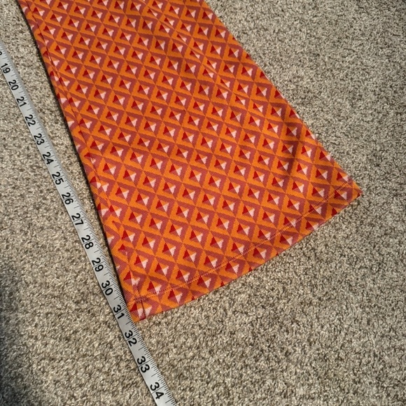 Zara orange jacquard knit geometric pull on flare pants size large - Picture 10 of 11